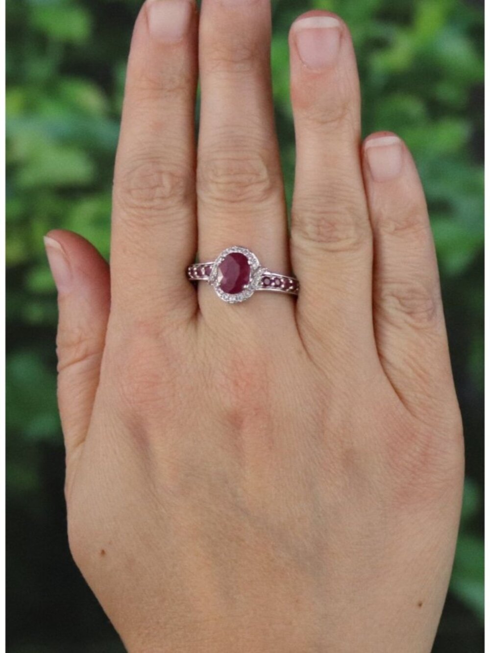Sterling Silver Ruby and White Zircon Ring Size 9 - Picture 2 of 7